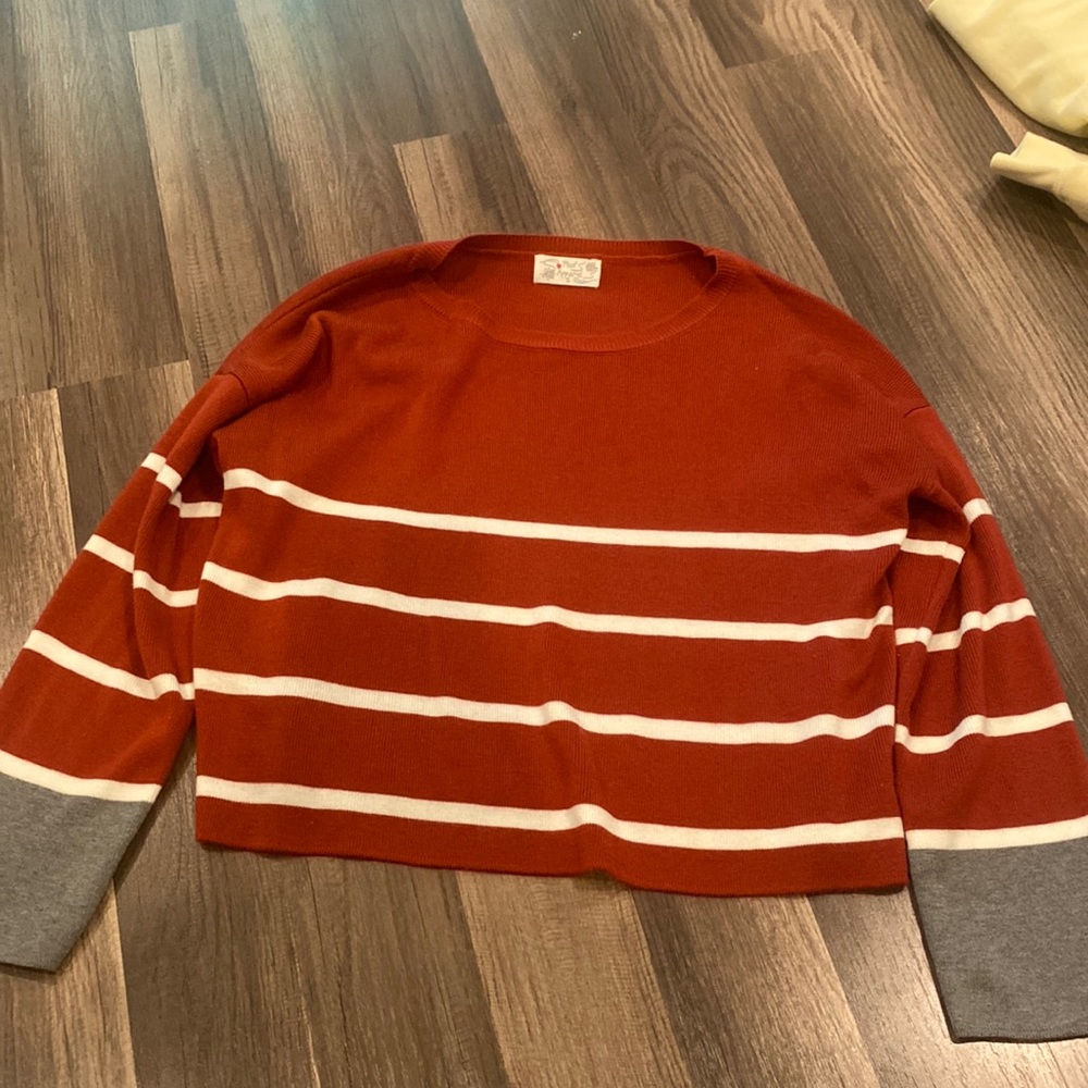 Burnt Orange Sweater with Gray Ends